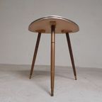 Driehoekige Vintage Bijzettafel, Salontafel Op Drie Poten thumbnail 3