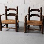 Pair Of Oak Armchairs By Charles Dudouyt thumbnail 2