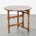 Ronde, Inklapbare Antieke 18e Eeuwse Franse Wijn/ Campagne Tafel Met Een Mooi Onderstel thumbnail 2