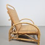 Vintage Boho Rotan Ligstoel Lounge Chair '60 Verstelbaar thumbnail 4