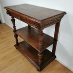 Landelijke Frans Eikenhouten Sidetable Wandtafel Met Lade thumbnail 8