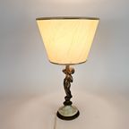 Art Nouveau Stijl - Tafellamp - Verguld - Engel - Marmer - 3E Kwart 20E Eeuw thumbnail 5
