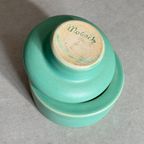 Unieke Vintage Mobach Turquoise Keramiek Dekselpot / Dekseldoos thumbnail 8
