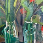 '50 S Vintage Origineel Schilderij Bloemen In Vazen thumbnail 5