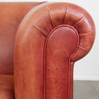 Klassieke, In Goede Staat Verkerende Gladde Rundleren Engelse Chesterfield Clubfauteuil thumbnail 10