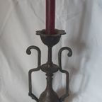 Antieke 19e Eeuwse Orientaalse Bronzen Kandelaar Jemen/india thumbnail 4