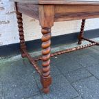 Stoere Eiken Eettafel/ Schrijftafel Met Gedraaide Poten, Exacte Maten Volgen thumbnail 6