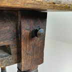 Prachtige Antieke Eikenhouten Eetkamer-/Bijzettafel thumbnail 11