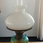 Antieke Petroleumlamp / Olielamp Met Lont Kap En Glas thumbnail 6