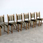 Brutalist Eetkamerstoelen | Vintage Stoelen | Jaren 60 | Eik thumbnail 11