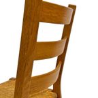 Vintage Set Van 6 Eetkamerstoelen Eiken En Riet Design thumbnail 19