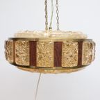 Deense Hanglamp | Vintage | Amberkleurig Glas | Wengé thumbnail 13