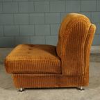 Midcentury Modulaire Bank – Bruine Ribstof – Jaren 70 thumbnail 3
