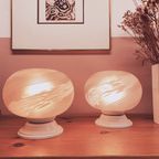 Set Of Pink Swirly Murano Glass Table Lights thumbnail 2
