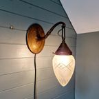 Art Deco Wandkandelaar In Brons, Gesatineerd Kristal,1910-20 thumbnail 11