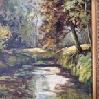 Bos Landschap Schilderij J. De Borge Olieverf Canvas Lijst thumbnail 7