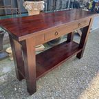 Donker Teakhouten Sidetable, Haltafel, Wandconsole thumbnail 4