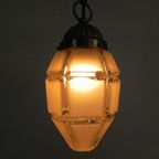 Art Deco Hanglamp Met 6 Hoekige Kap Aan Ketting, Jaren 30 thumbnail 5
