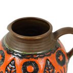 Zeldzame Oranje Bolle Vaas West Germany Aardewerk Wekara 1850-18 thumbnail 9