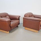 Vintage Set Of 2 De Sede Ds 101 Fauteuil Dik Bruin Leer ’70 thumbnail 20