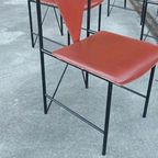 Set Van 4 Vintage Postmodern Leren Eetkamerstoelen thumbnail 10