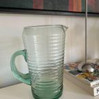Grote Vintage Glazen Kan Met Ribbels Mondgeblazen thumbnail 3