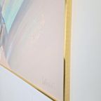 Vintage Abstract Schilderij Lee Reynolds '80 Lijst Messing thumbnail 8