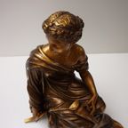 Beeld Van Romeins/Griekse Zittende Vrouw, Gesigneerd Aizelin, 19Th Century thumbnail 9