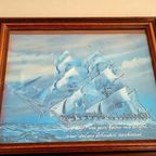 Vintage 3D Clipper Schip Hologram In Houtenlijst thumbnail 12