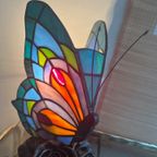 2 Beschikbaar ! Vlinder Tiffany Stijl Art Nouveau Stijl Tafellampen Glas In Lood thumbnail 7