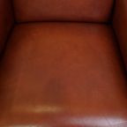 Statige, Luxe Set Van 4 Cognac Kleurige Rundleren Art Deco Design Fauteuils thumbnail 7