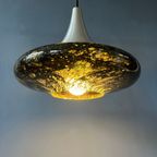 Mid Century Doria Leuchten Zwart Glazen Hanglamp - Space Age Hanglamp - Jaren '70 Glazen L thumbnail 2