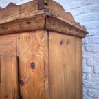 Stoere Geleefde Antiek Grenen 1 Deurs Kast Met Twee Planken, 100 Cm Breed thumbnail 7