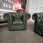 Chesterfield Brighton Antiek Groen – 1+2+3-Zits Bankset Met Salontafel thumbnail 14