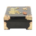 Zwart Gelakte Chinese Juwelendoos Zeepsteen Messing Chinoiserie thumbnail 12