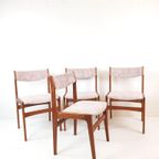 8 Vintage Deense Erik Buch Stoelen | Nieuw Gestoffeerd Roze thumbnail 13