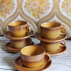 Vintage "grès De Rigny" Stoneware Kop & Schotels (5 Stuks) – Prachtig Frans Design thumbnail 14