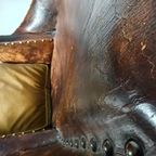 Antieke Leren Armstoel, Engeland Circa 1800 thumbnail 13