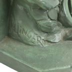 Boekensteunen Buste Wagner Beethoven Gips Gesigneerd thumbnail 6