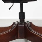 Klassieke Groene Rundleren En Houten Chesterfield Bureaustoel/ Captain Chair In Engelse Stijl thumbnail 9