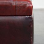 Rode Rundleren Vierkante Chesterfield Hocker/ Opberg Poef thumbnail 11