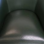 Charmante Groene Rundleren En Houten Bijzet/ Eetkamer/ Bureaustoel In Engelse Stijl thumbnail 7