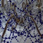 Vintage Kobalt Blauwe Murano - Glas En Kristal - Kroonluchter Met Kralen thumbnail 17