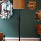 Zeer Grote Brutalistische Smeedijzeren Vloerlamp, Circa 1950 thumbnail 3