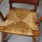 Pair Of Rush And Oak Armchairs By De Ster Gelderland thumbnail 9