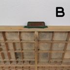 Brocante, Bruine Antieke Houten Letterbak, Wanddecoratie B thumbnail 10