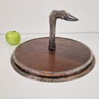 Vintage Verzilverd Wildzwijn Serveerschaal Dienblad Hout ’70 thumbnail 8