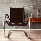 Vintage Italian Steel And Leather Rocking Chair Attributed To Fasem, 1970S thumbnail 2