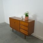 Teak Fineer Dressoir Met Ronde Knop En Lades Nr. 2 thumbnail 8