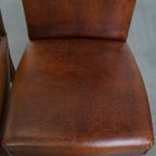 Set Van 6 Comfortabele, Statige Eetkamerstoelen Van Schapenleer thumbnail 8